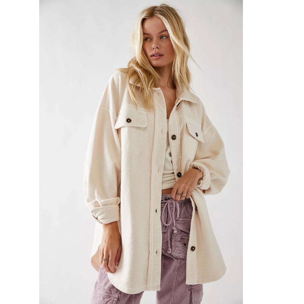 Free People Cream Ruby Button-Up shirt Jacket